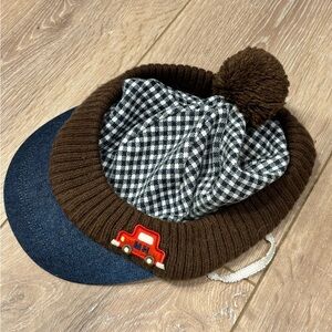 Mikihouse kids Hat with Checkered Lining